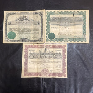 Set Of 3 Antique Stock Certificates 1921 Oil Company